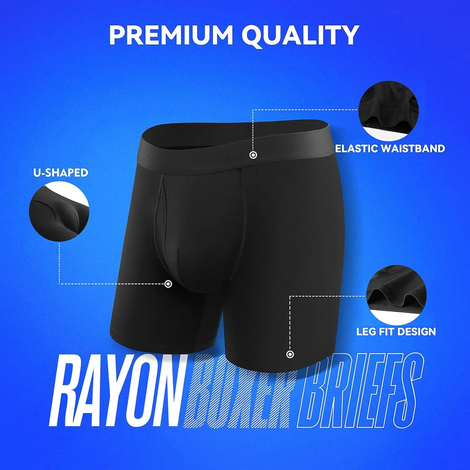 5Mayi Men's Underwear Boxer Briefs Cotton Regular Long Mens Boxer Briefs Underwear Men Pack S M L XL XXL