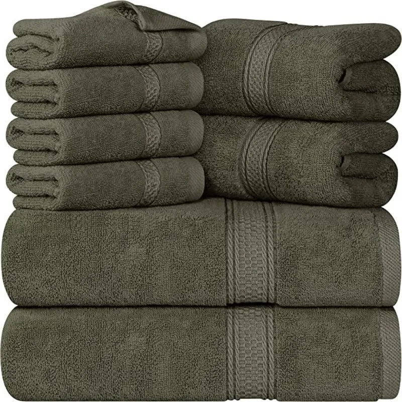 8-Piece Towel Set, 2 Bath Towels, 2 Hand Towels, and 4 Wash Cloths, Highly Absorbent Towels for Bathroom, Gym, Hotel, and Spa