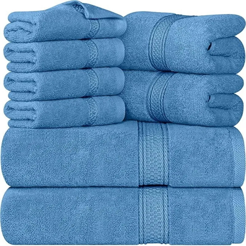 8-Piece Towel Set, 2 Bath Towels, 2 Hand Towels, and 4 Wash Cloths, Highly Absorbent Towels for Bathroom, Gym, Hotel, and Spa