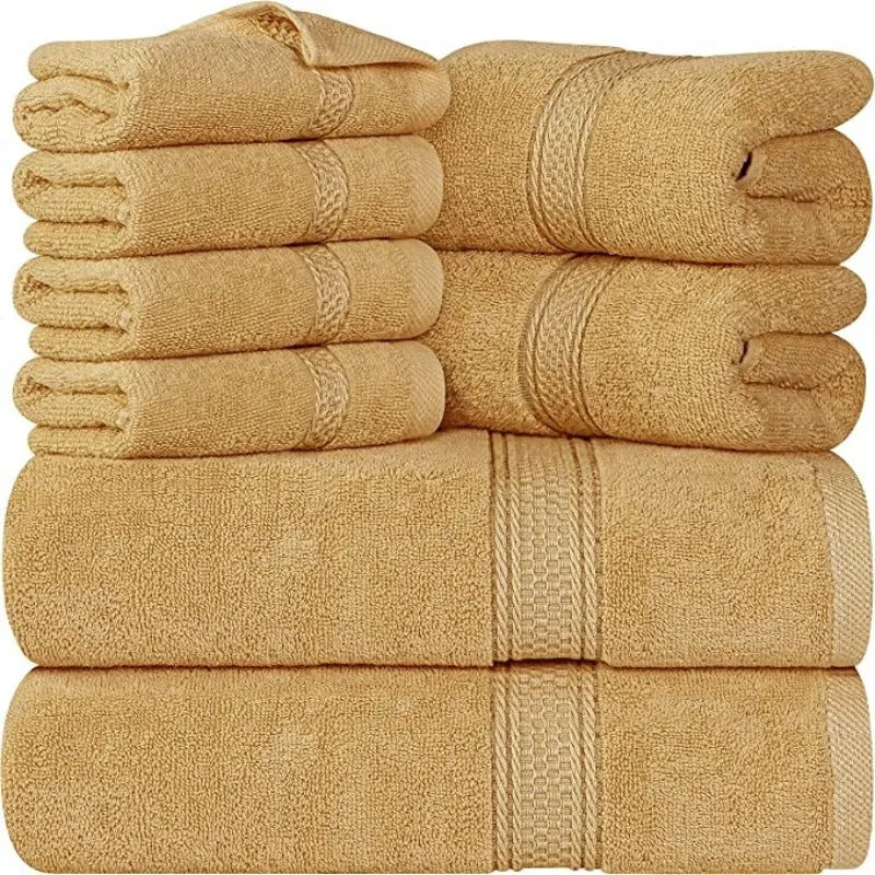 8-Piece Towel Set, 2 Bath Towels, 2 Hand Towels, and 4 Wash Cloths, Highly Absorbent Towels for Bathroom, Gym, Hotel, and Spa
