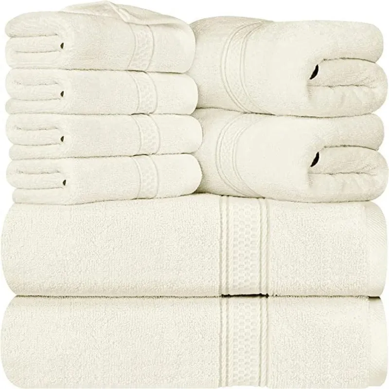 8-Piece Towel Set, 2 Bath Towels, 2 Hand Towels, and 4 Wash Cloths, Highly Absorbent Towels for Bathroom, Gym, Hotel, and Spa