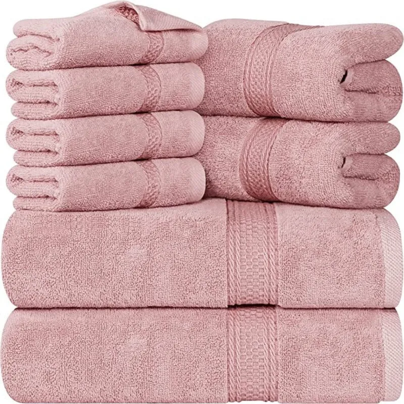 8-Piece Towel Set, 2 Bath Towels, 2 Hand Towels, and 4 Wash Cloths, Highly Absorbent Towels for Bathroom, Gym, Hotel, and Spa