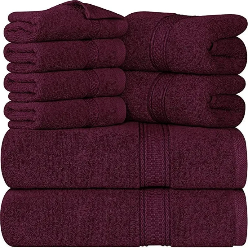 8-Piece Towel Set, 2 Bath Towels, 2 Hand Towels, and 4 Wash Cloths, Highly Absorbent Towels for Bathroom, Gym, Hotel, and Spa