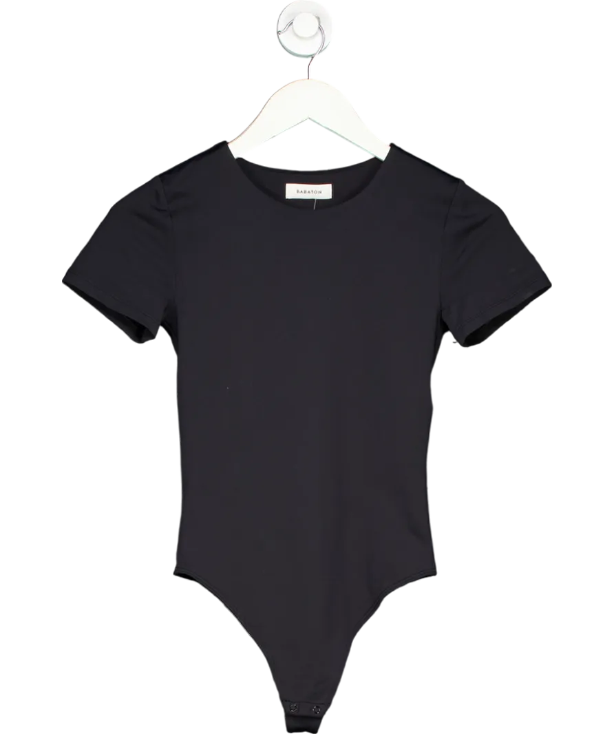 Babaton Black Contour Crew Short Sleeve Bodysuit UK S