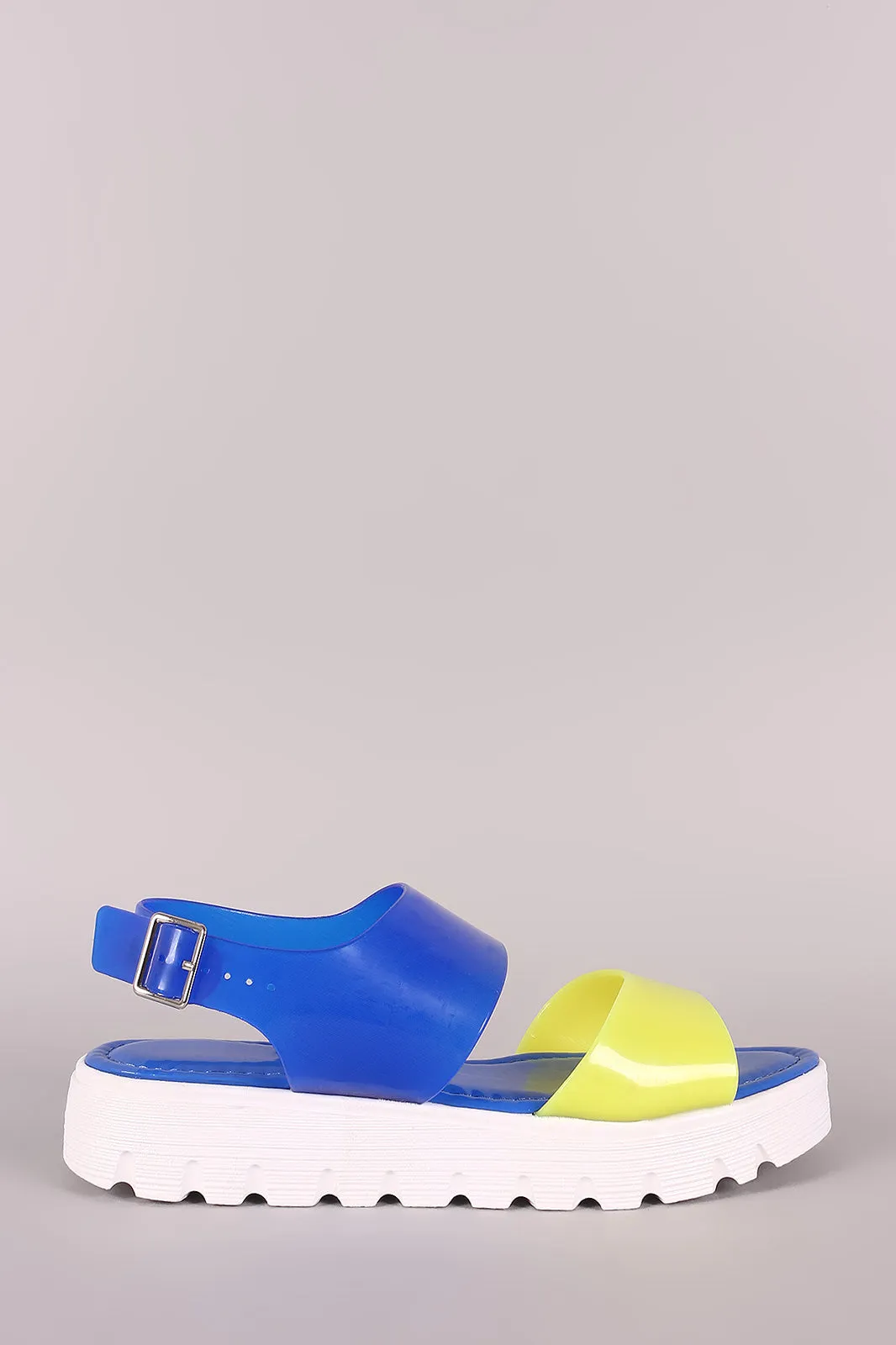 Bamboo Colorblock Lug Sole Jelly Flatform Sandal