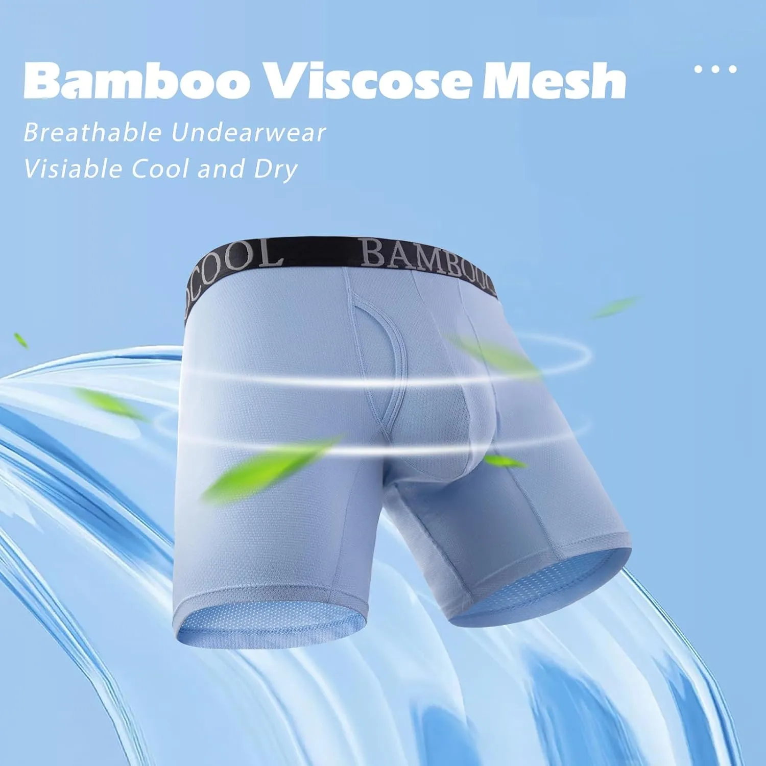 BAMBOO COOL Men's 360?? Breathable Mesh Underwear Moisture-Wicking Boxer Briefs Cooling Performance,Multipack