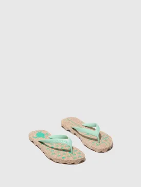 Beach Flip-Flops TURTLE Milky & mint strap