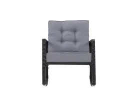 Black and Grey Wicker Outdoor Rocking Chair