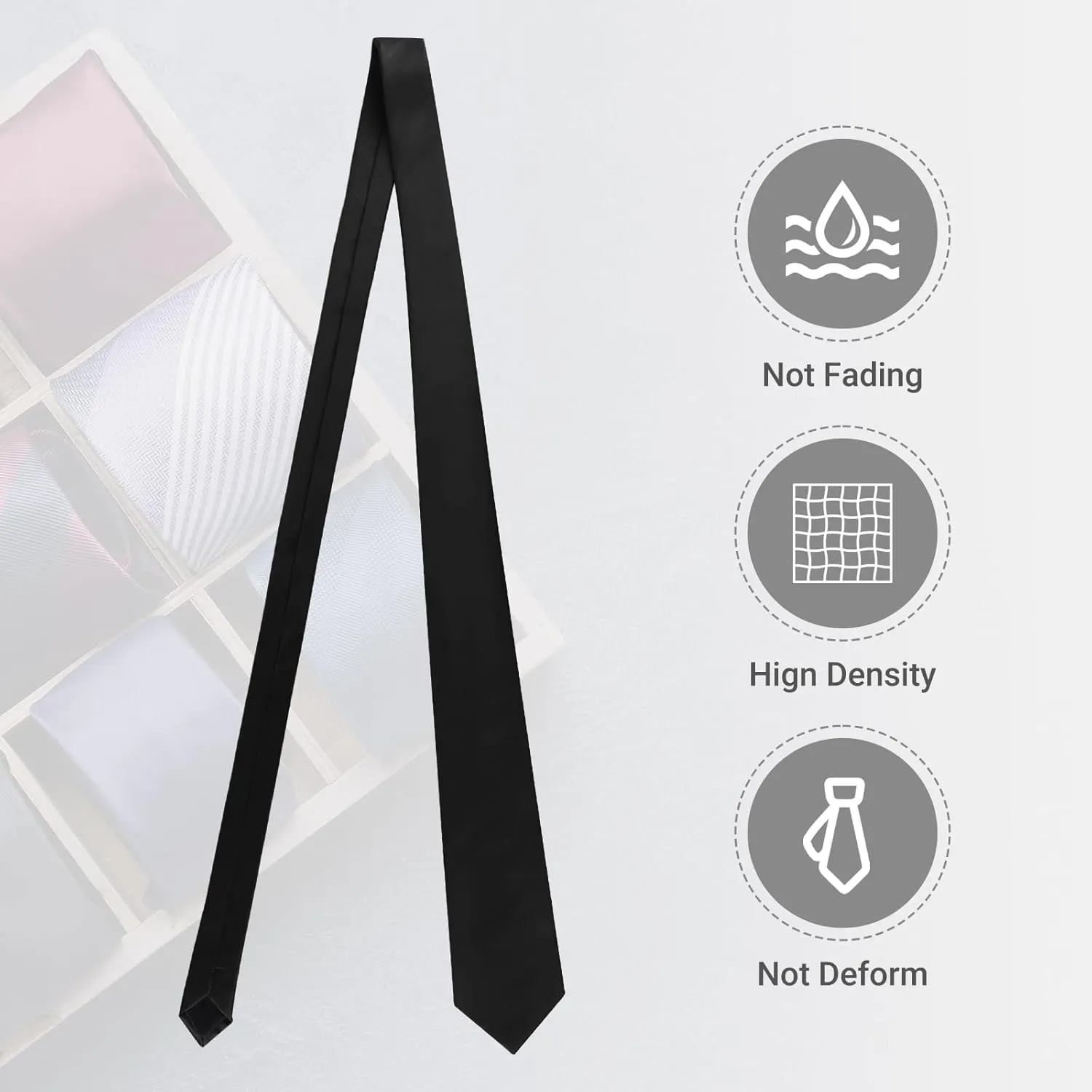 Black Ties For Men Solid Pure Color Formal Neckties 3.15" (8CM) Men's Tie for Business and Wedding with Gift Box