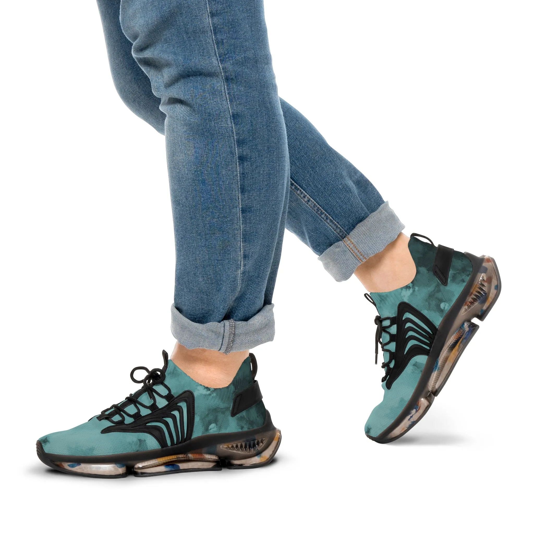Blue Abstract Men's Mesh Sneakers, Blue Abstract Men's Sneakers Best Comfy Men's Mesh Sports Sneakers Shoes (US Size: 5-12)