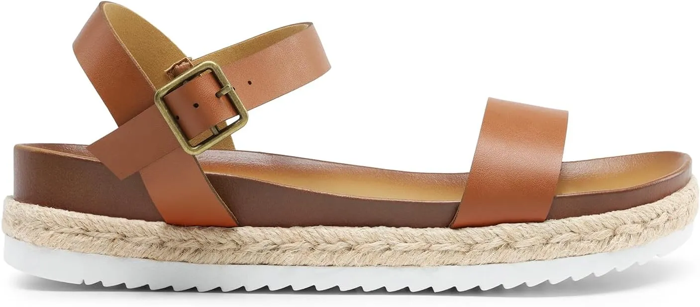 DREAM PAIRS Womens Open Toe Ankle Strap Espadrille Casual Flatform Platform Wedge Sandals