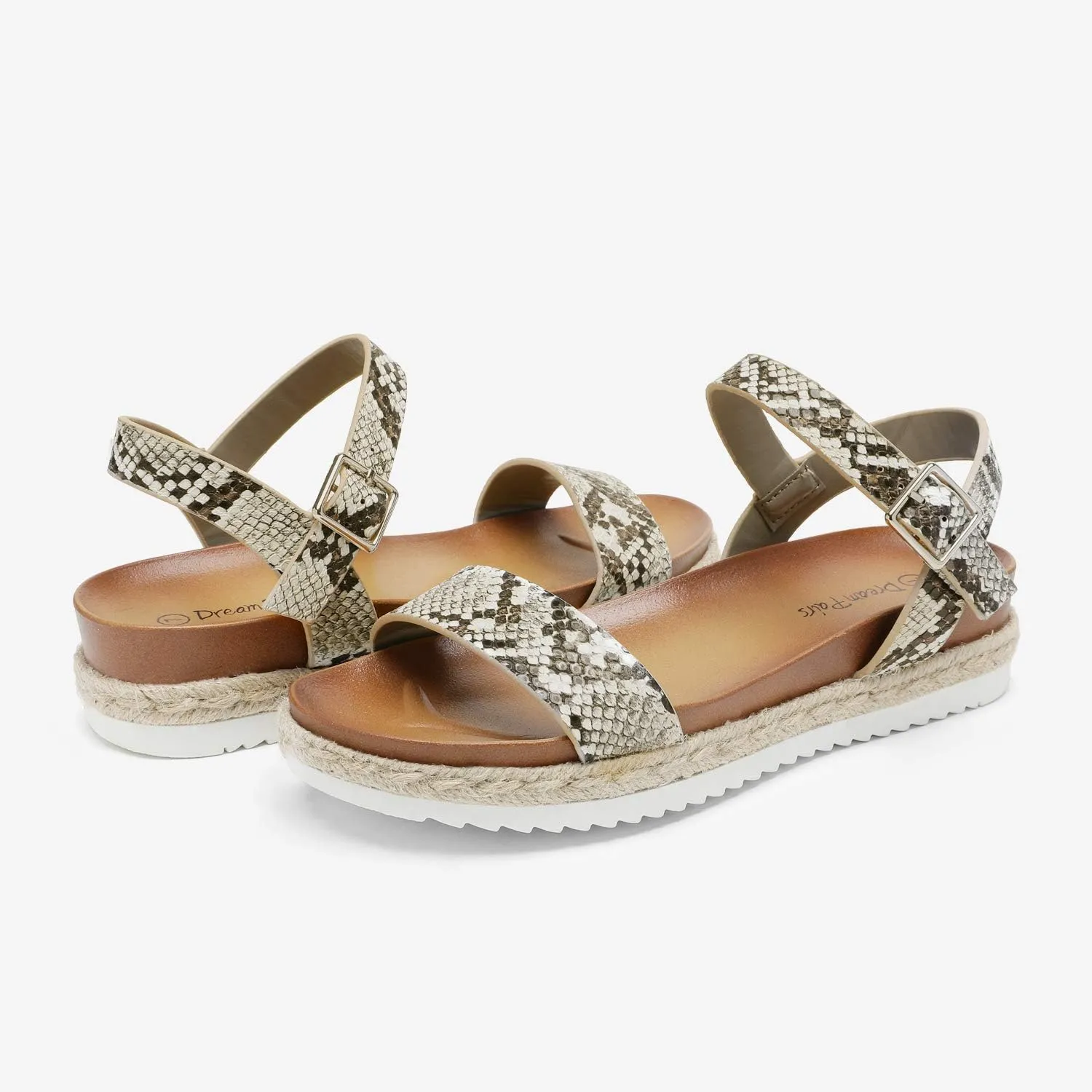 DREAM PAIRS Womens Open Toe Ankle Strap Espadrille Casual Flatform Platform Wedge Sandals