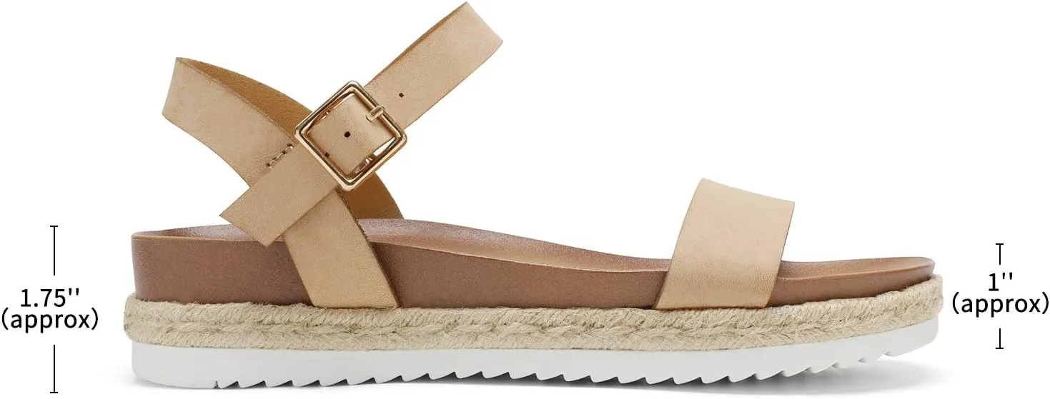 DREAM PAIRS Womens Open Toe Ankle Strap Espadrille Casual Flatform Platform Wedge Sandals