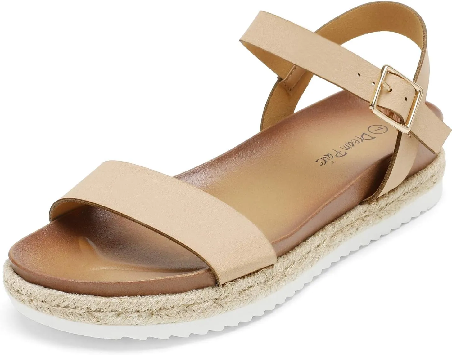 DREAM PAIRS Womens Open Toe Ankle Strap Espadrille Casual Flatform Platform Wedge Sandals