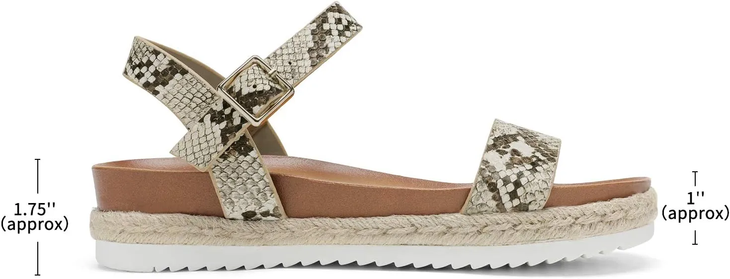 DREAM PAIRS Womens Open Toe Ankle Strap Espadrille Casual Flatform Platform Wedge Sandals