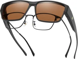 DUCO Polarized Fit Over Sunglasses for Men and Women UV400 Protection Retro Square Wrap Around Shades for Driving Riding 8986