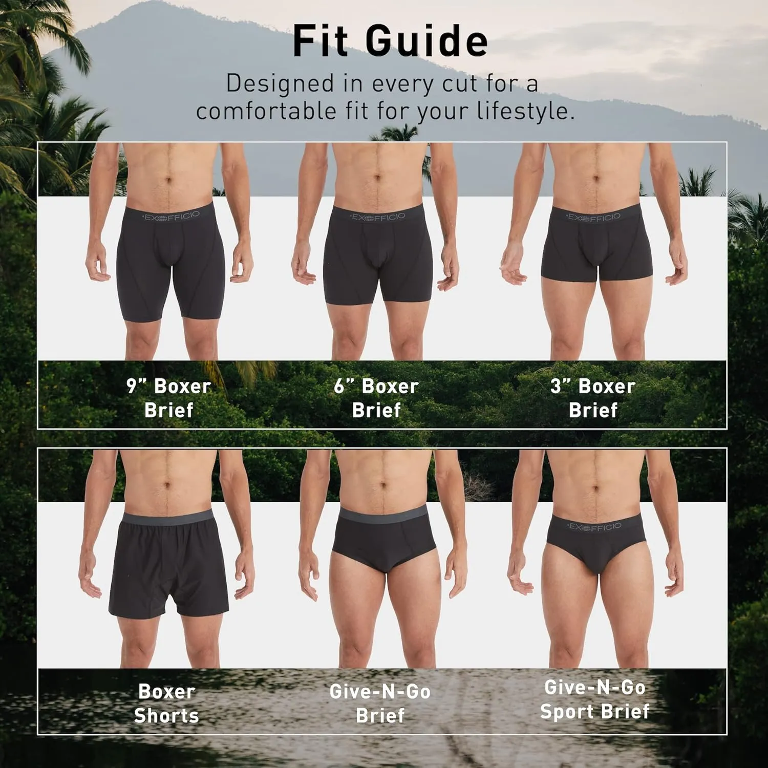 ExOfficio Men's Give-N-Go Sport 2.0 Boxer Brief 6 " Travel Underwear for Men, Breathable and Durable, Easy Clean