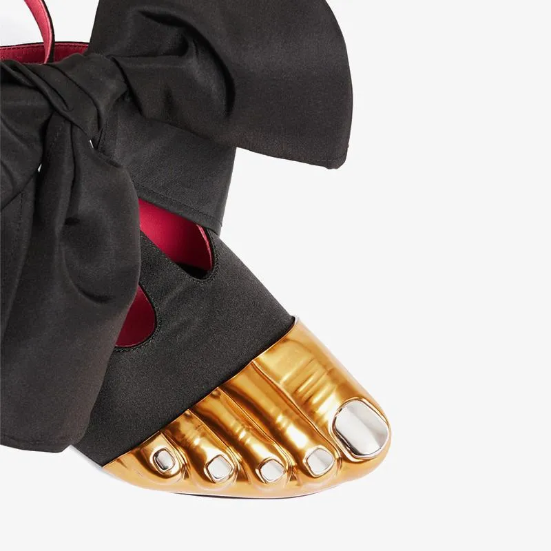 Golden Brass Satin Strappy 100mm Sandals