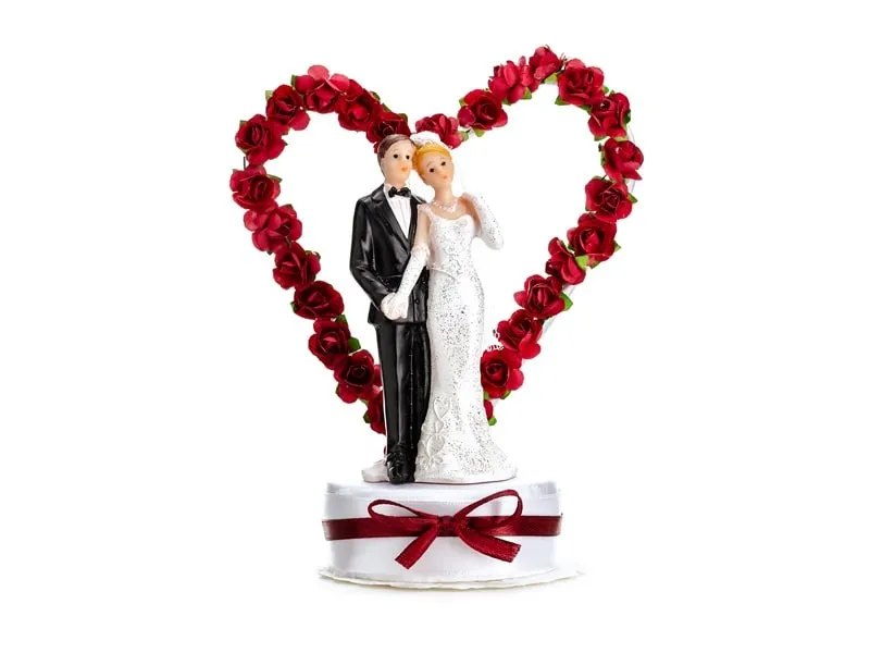 Heart shaped flower wedding cake topper