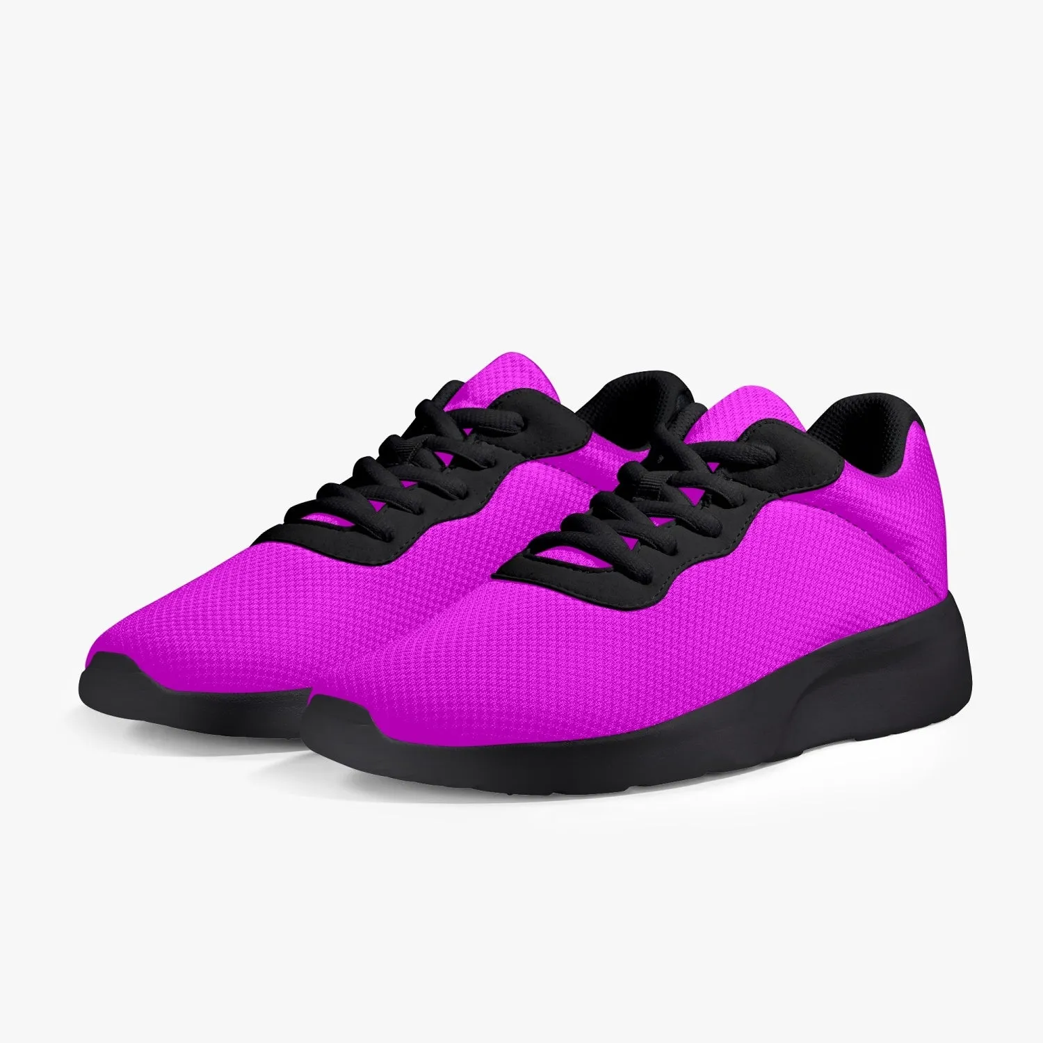 Hot Pink Unisex Sneakers, Soft Solid Color Best Lifestyle Unisex Casual Designer Mesh Running Shoes With Black Soles