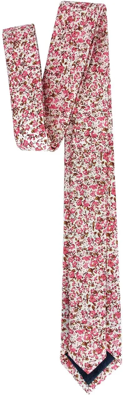 Kebocis Mens Skinny Cotton Floral Necktie Thin Tie for Men