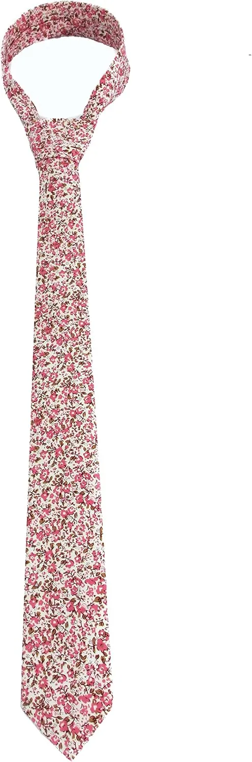 Kebocis Mens Skinny Cotton Floral Necktie Thin Tie for Men