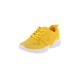 KID'S SHOES YELLOW MESH/FABRIC TENNIS SNEAKERS 4117K