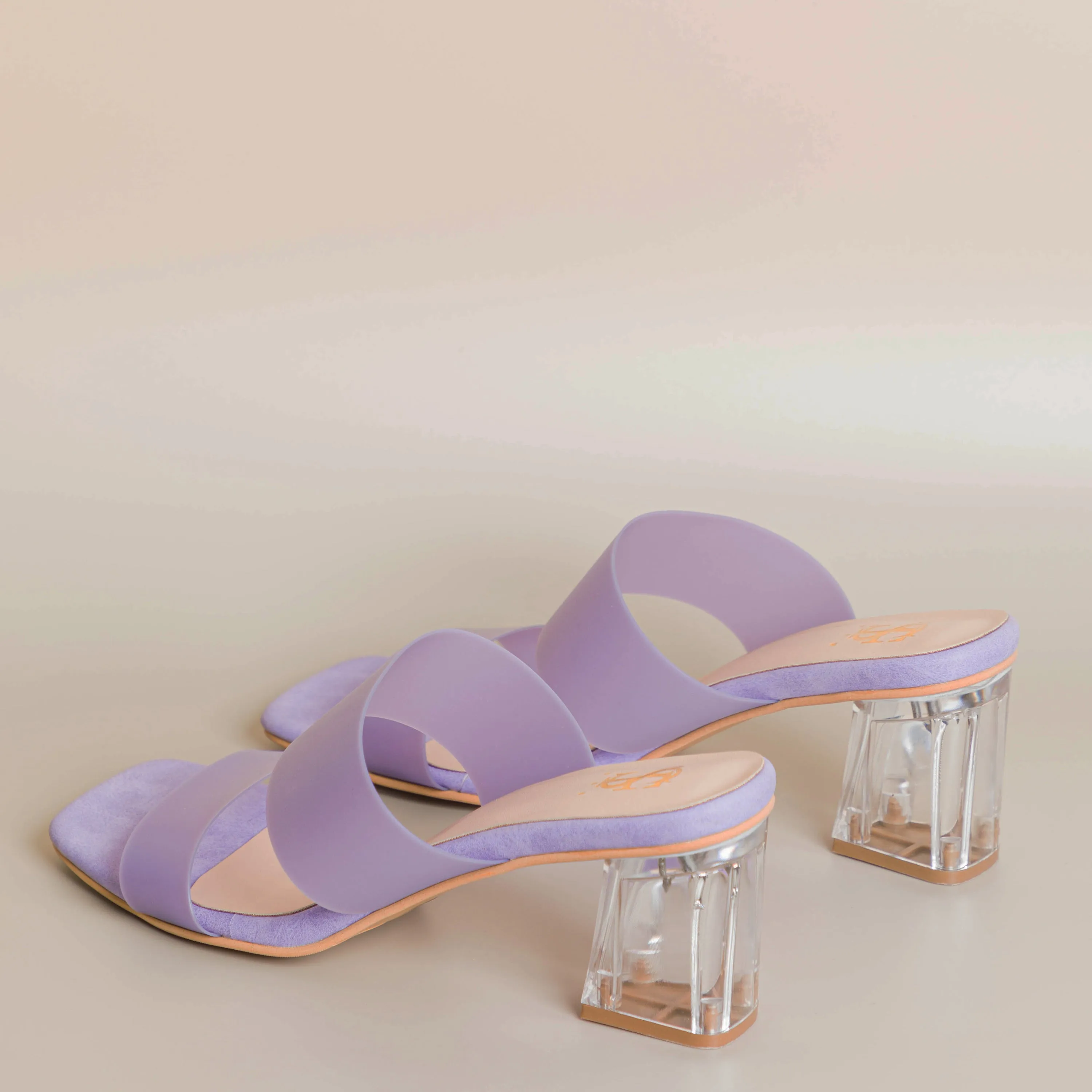Lilac Transparent Block heels