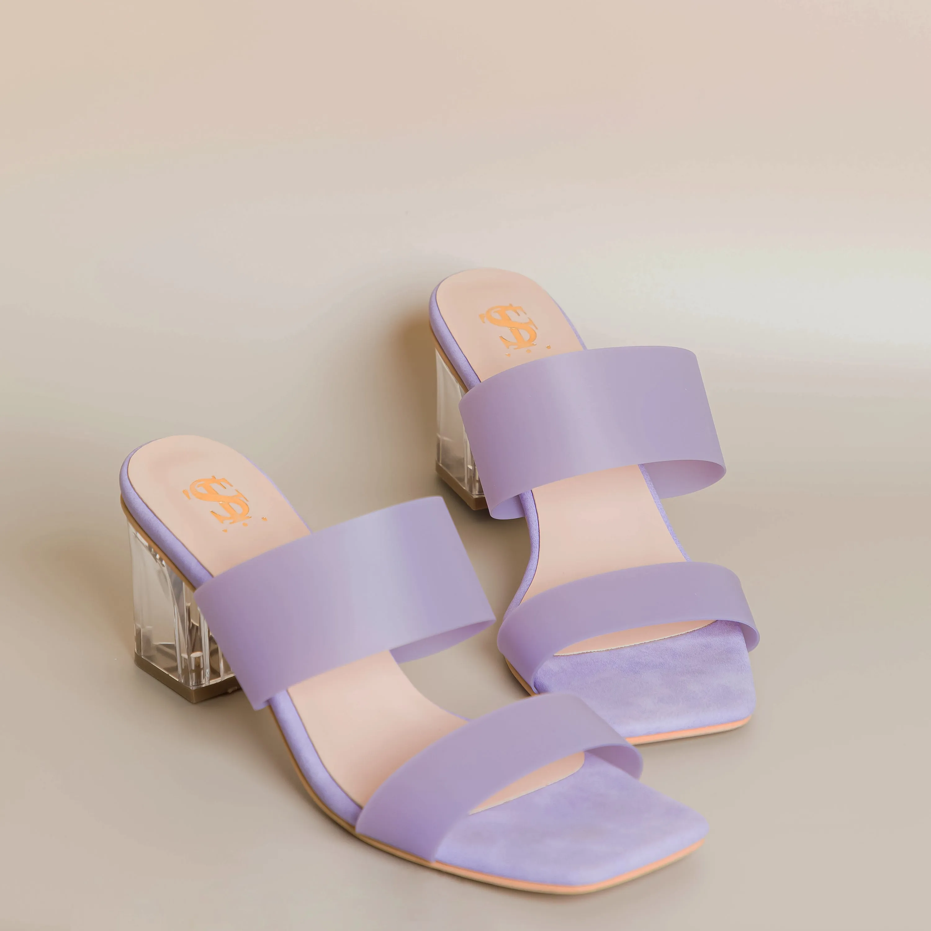 Lilac Transparent Block heels