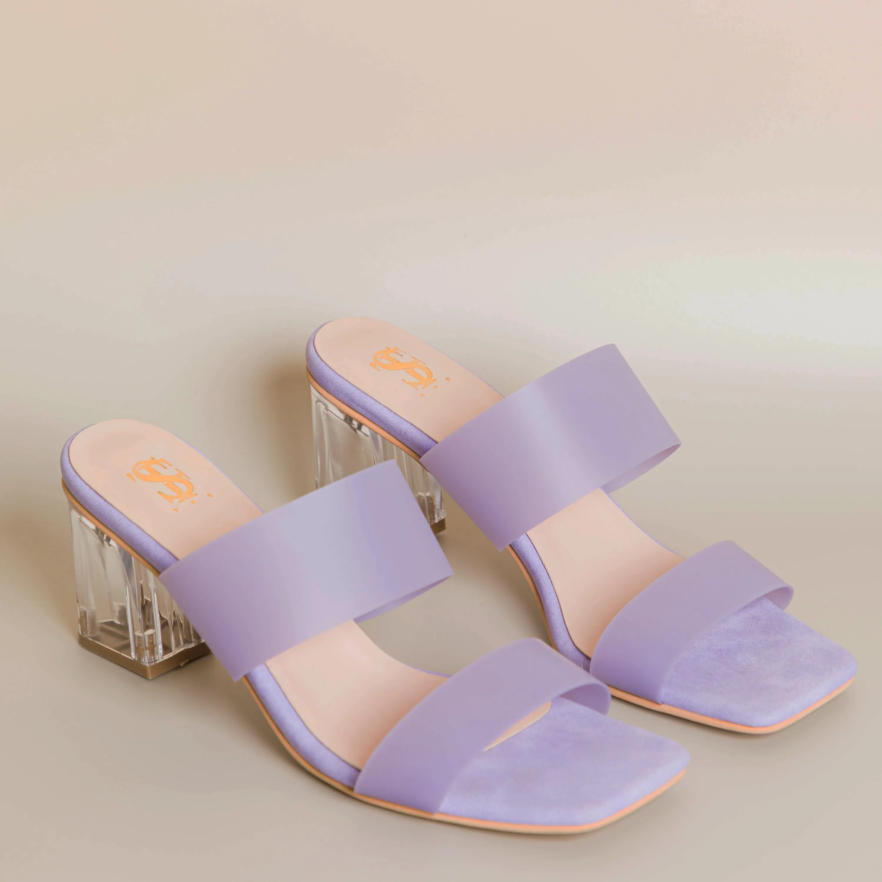 Lilac Transparent Block heels