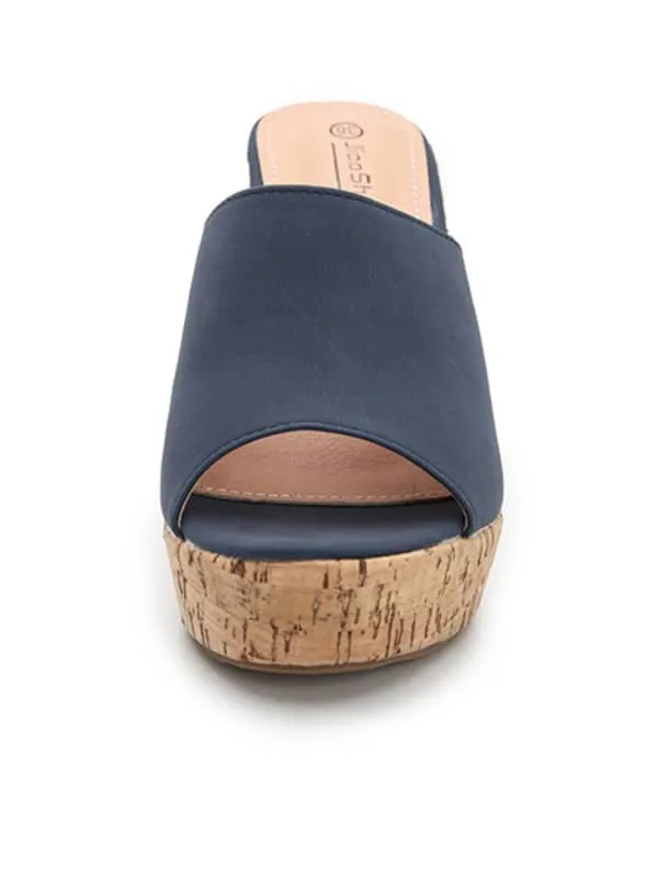 Peep Toe Platform Wedge&Mules
