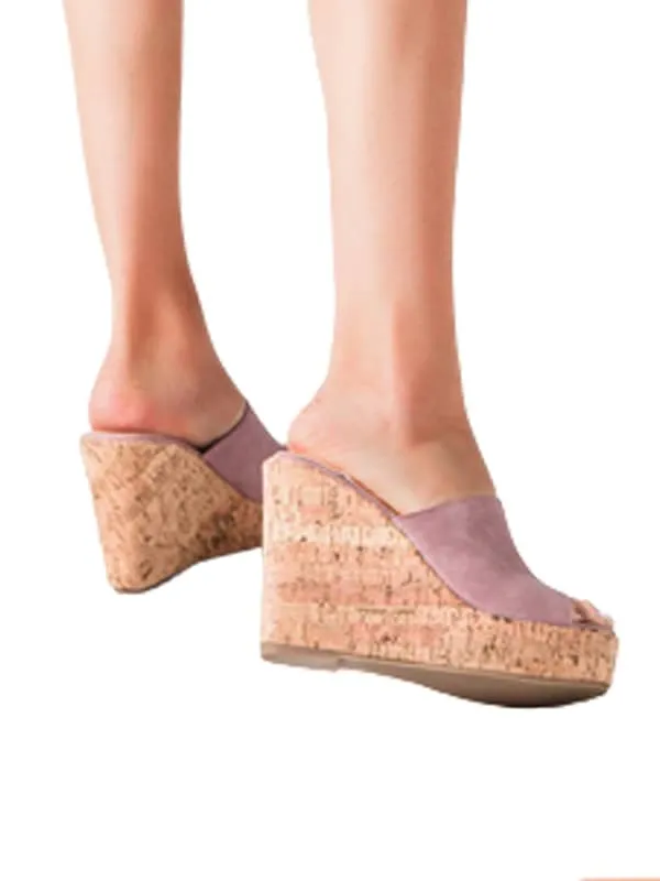 Peep Toe Platform Wedge&Mules