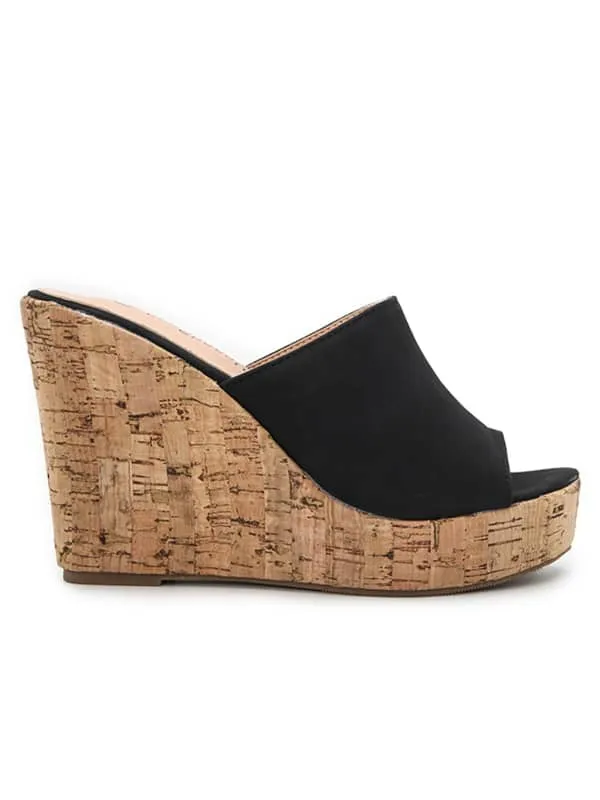 Peep Toe Platform Wedge&Mules