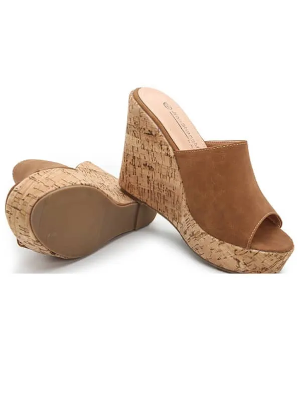 Peep Toe Platform Wedge&Mules