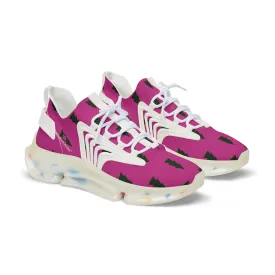 Pink Green Pine Men's Shoes, Hot Pink Christmas Trees Best Comfy Men's Mesh Sports Sneakers