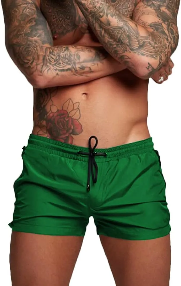 Rexcyril Men's Athletic Gym Workout Shorts 3 Inch Quick Dry Running Bodybuilding Short Shorts with Liner and Zipper Pockets