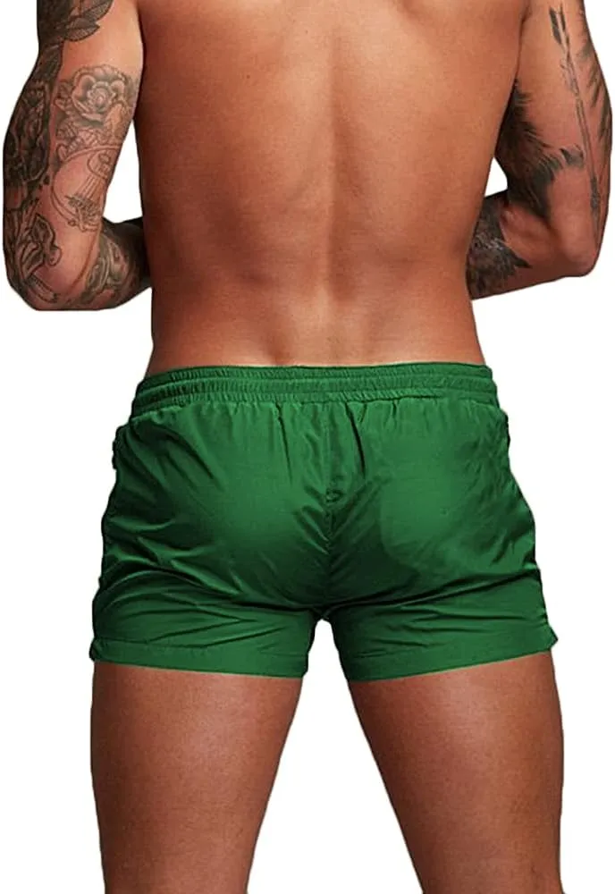 Rexcyril Men's Athletic Gym Workout Shorts 3 Inch Quick Dry Running Bodybuilding Short Shorts with Liner and Zipper Pockets