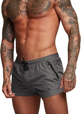 Rexcyril Men's Athletic Gym Workout Shorts 3 Inch Quick Dry Running Bodybuilding Short Shorts with Liner and Zipper Pockets