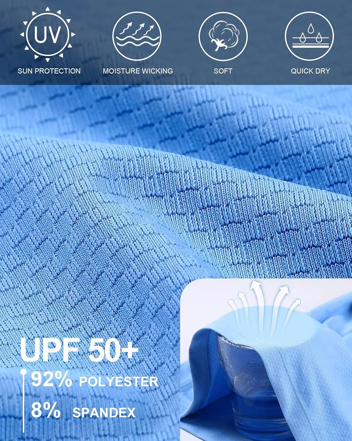 Roadbox Men's Rash Guard Short Sleeve, UPF 50  UV Sun Protection Water T-Shirts, Cool Dry Swim Shirts for Surf Beach Fishing