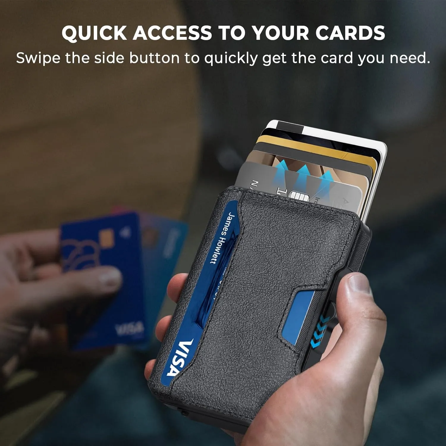 Slim Wallet for Men - Minimalist Mens Wallet with Money Clip, Aluminum Pop Up Card Case and Leather Slots Credit Card Holder RFID Blocking Wallet for Men with Gift Box