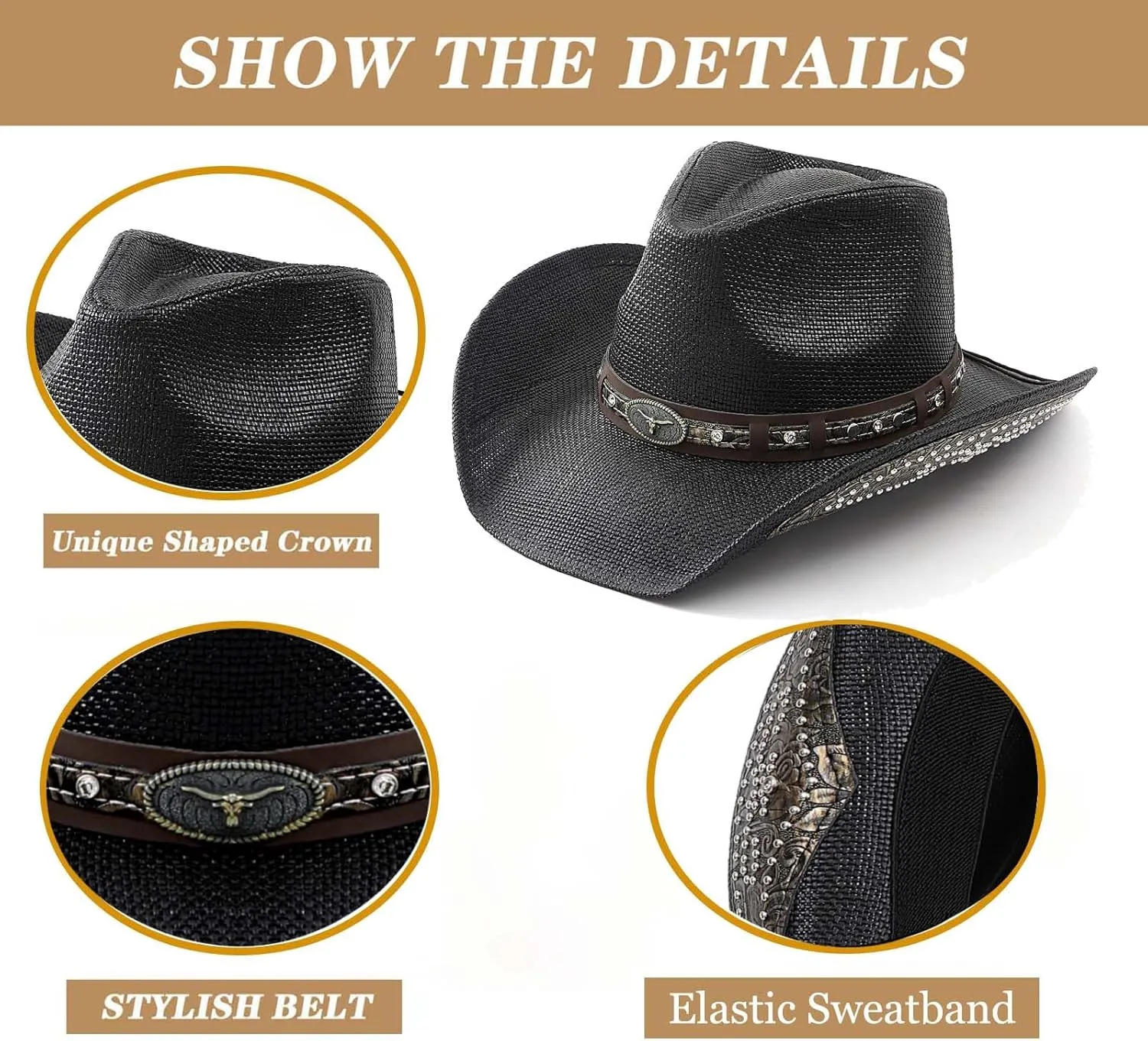 Straw Cowboy Hats for Women and Men