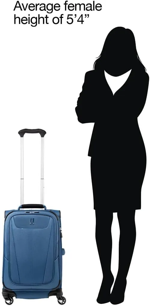 Travelpro Maxlite 5 Softside Expandable Carry on Luggage with 4 Spinner Wheels, Lightweight Suitcase, Men and Women, Ensign Blue, Carry On 21-Inch