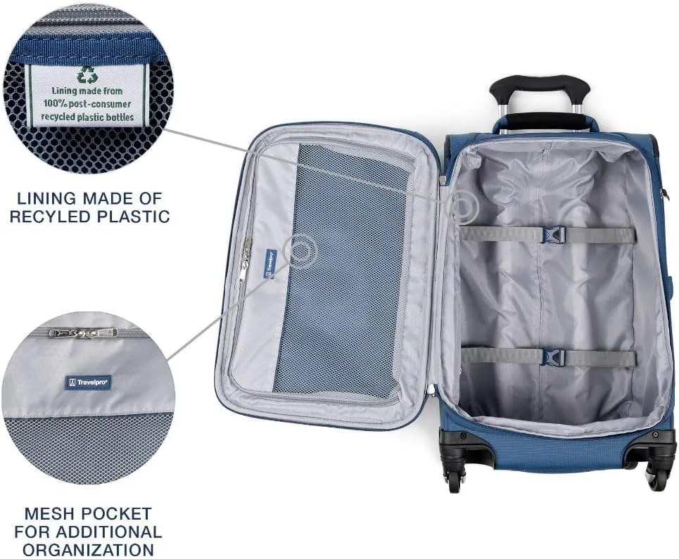 Travelpro Maxlite 5 Softside Expandable Carry on Luggage with 4 Spinner Wheels, Lightweight Suitcase, Men and Women, Ensign Blue, Carry On 21-Inch