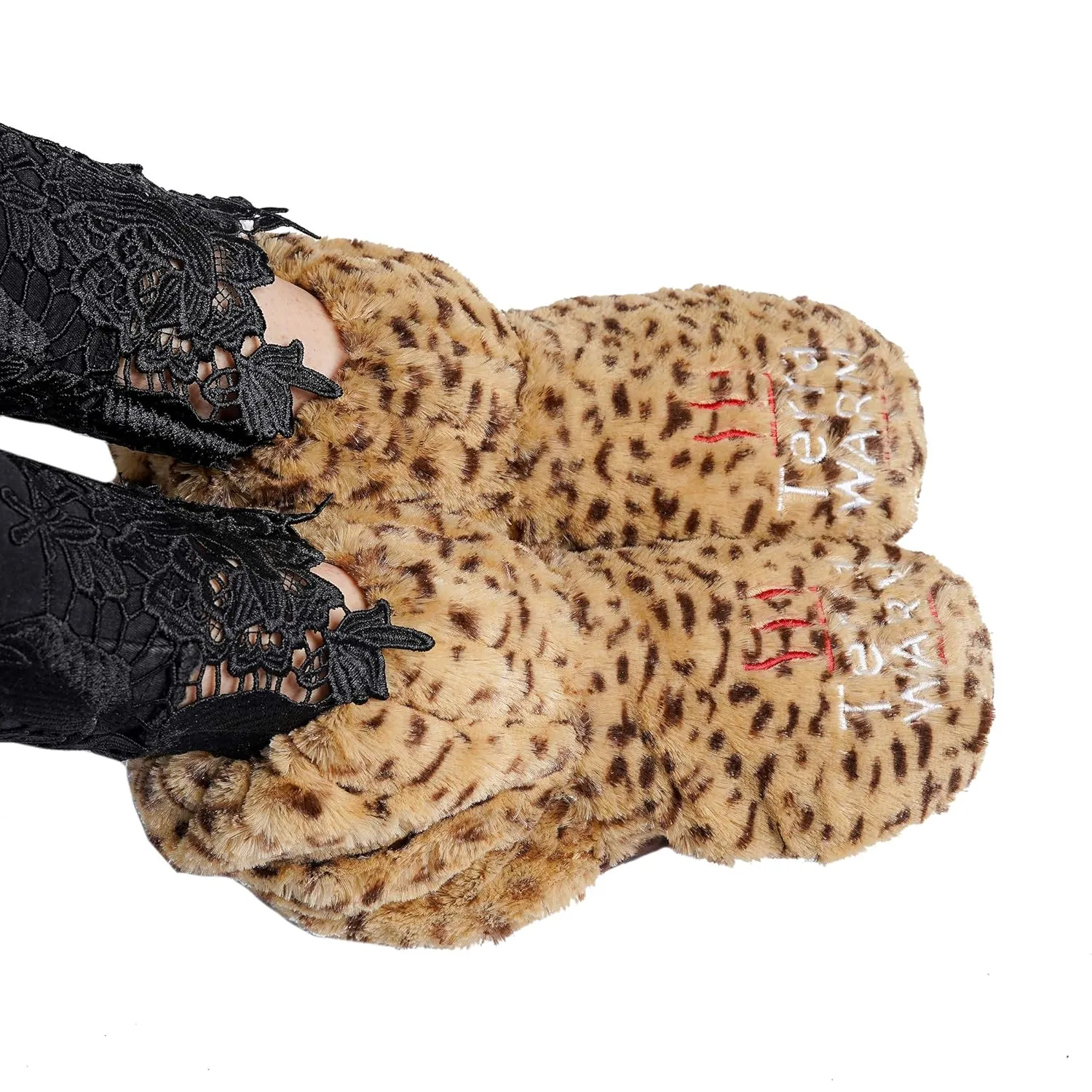 Warming Slippers - Microwave Toes and Feet Warmers Cordless (Cozy Toasty Warming Socks- Relaxation, Natural Heat, Massaging, and Cold Foot Relief) (Large, Leopard)