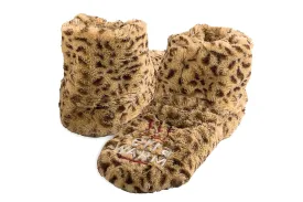 Warming Slippers - Microwave Toes and Feet Warmers Cordless (Cozy Toasty Warming Socks- Relaxation, Natural Heat, Massaging, and Cold Foot Relief) (Large, Leopard)