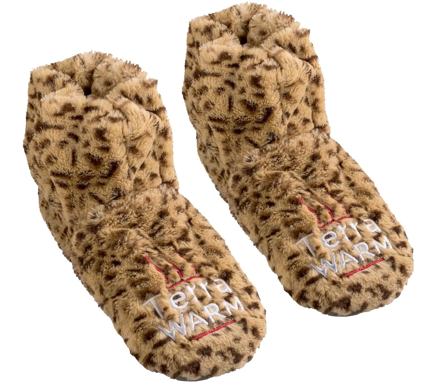 Warming Slippers - Microwave Toes and Feet Warmers Cordless (Cozy Toasty Warming Socks- Relaxation, Natural Heat, Massaging, and Cold Foot Relief) (Large, Leopard)