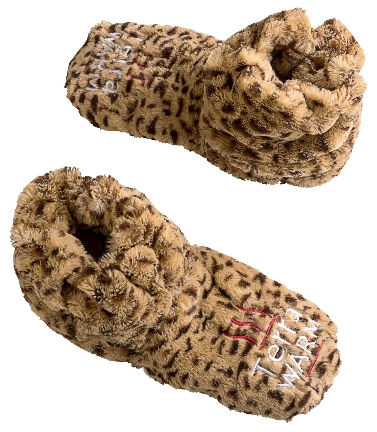 Warming Slippers - Microwave Toes and Feet Warmers Cordless (Cozy Toasty Warming Socks- Relaxation, Natural Heat, Massaging, and Cold Foot Relief) (Large, Leopard)