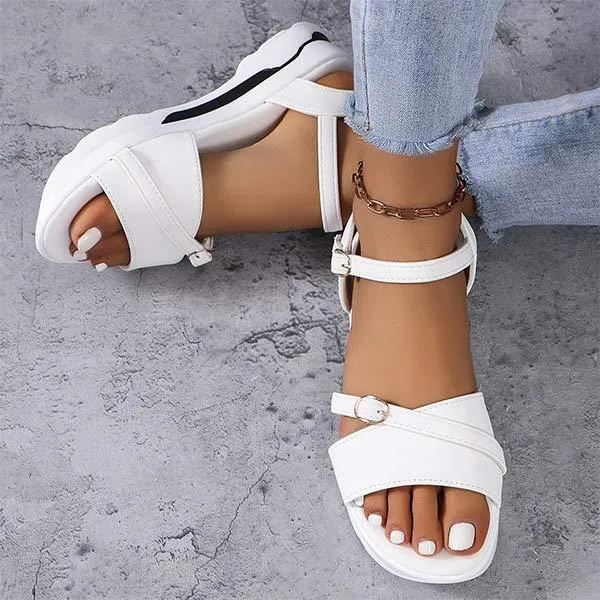 Women's Strappy Thick-Soled Wedge Sandals 92465921C