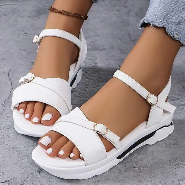 Women's Strappy Thick-Soled Wedge Sandals 92465921C