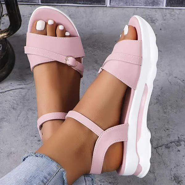 Women's Strappy Thick-Soled Wedge Sandals 92465921C